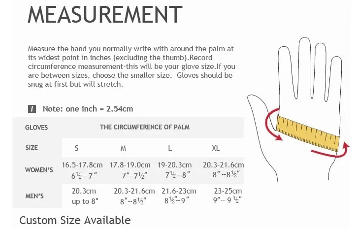 leather glove measurement