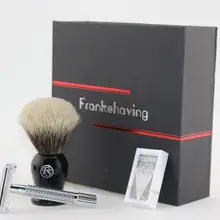 Frank бритвенная Безопасная бритва, лучший настоящий Барсучий волос(P) Щетка для волос 20 мм, 5 перьевые лезвия, подарочный набор для бритья/комплект# S2016107