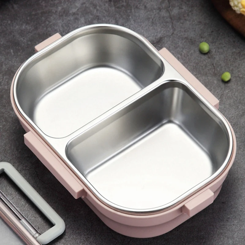 

Portable Lunch Box Children'S School Metal Bento Box Kitchen Leakproof Food Container Food Box Plastic +Stainless Steel