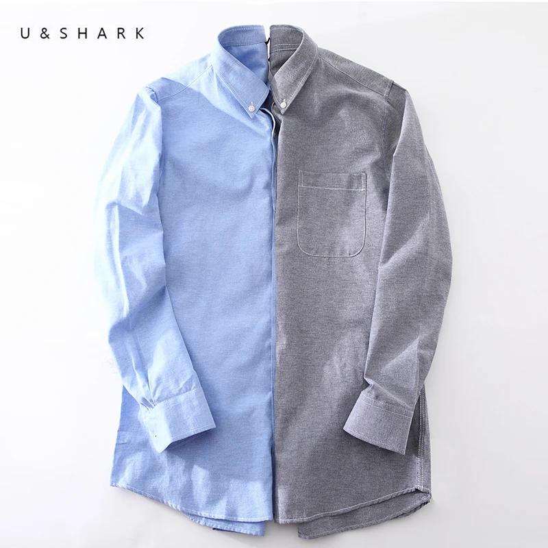 U& SHARK,, Осенние Оксфордские повседневные рубашки, мужские хлопковые рубашки с длинным рукавом, мужские облегающие рубашки размера плюс, высококачественные мужские рубашки