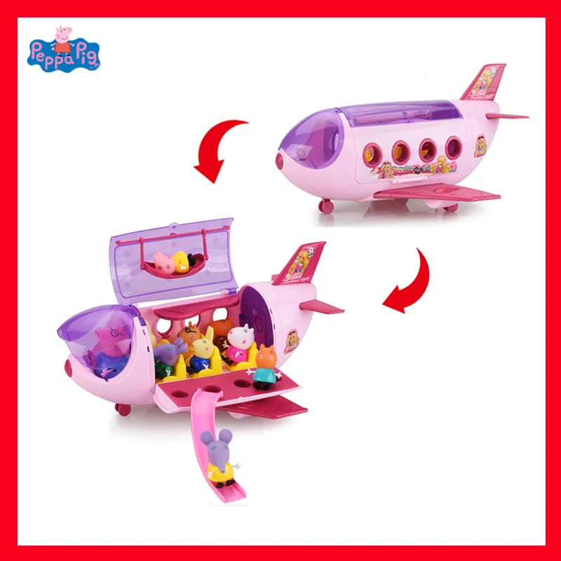 

Peppa Pig Action Figure Diy Toy Airship Ship Model George family trip Play House Toy set Puzzle Toys for Children Gifts