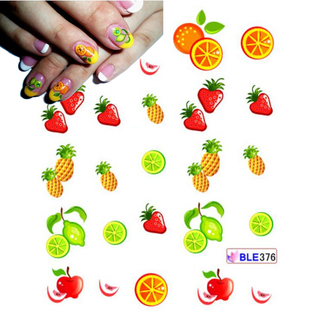 

1 Sheet Cute DIY Tips Nail Art Nail Sticker Water Transfer Decals Strawberry Pineapple Orange Pattern Styling Stickers SABLE376
