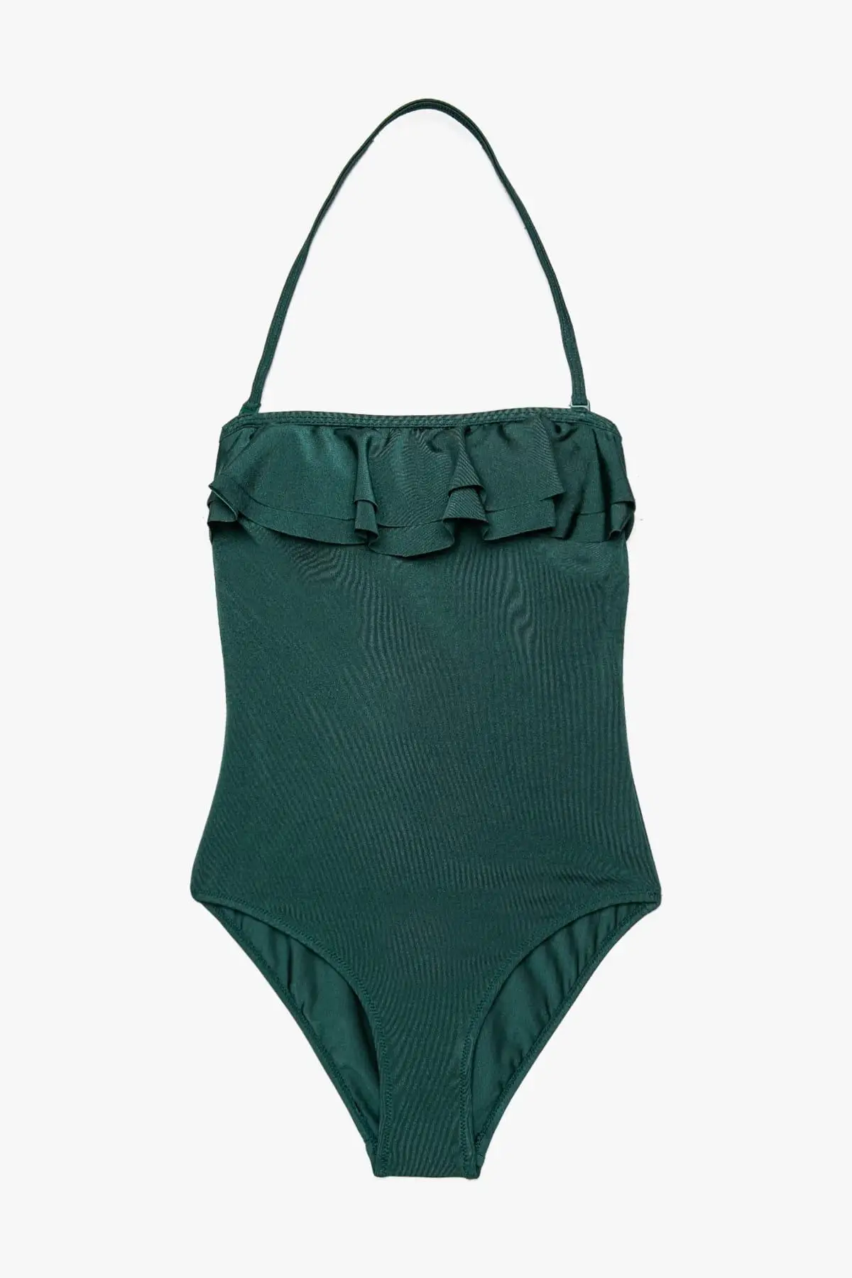green ruffle swimsuit