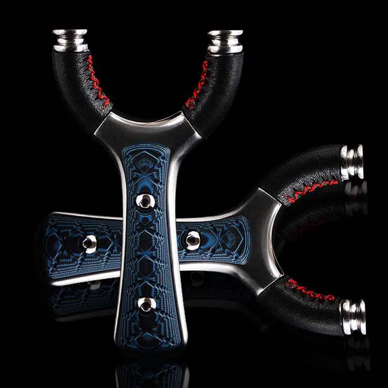 KONBMAN Stainless steel Slingshot For Hunting Catapult Flat rubber Band Outdoor Shooting Powerful Handheld Bow New 2018