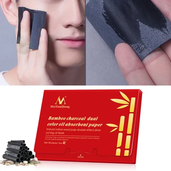 

MeiYanQiong 90Pcs/pack Bamboo Charcoal Oil Blotting Sheets Facial Absorbent Paper Oil Control Tissue Portable Face Pads Patches