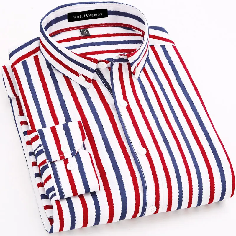 

Spring Autumn New Men Striped Dress Shirt Long Sleeved Fashion Slim Fit Lightweight Button-down Classic Male Smart Casual Shirts