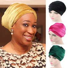 New Fashion Women Velvet Turban Headband Wrap Hijab Extra Long Tube Head Scarf Turbante