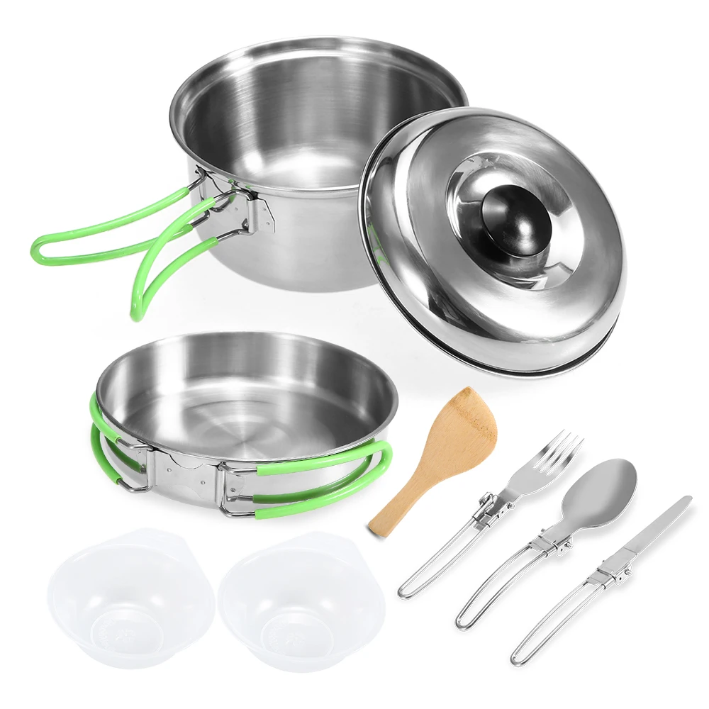 Lixada Camping Cookware Mess Kit Backpacking Hiking Picnic Outdoor Cooking Pot and Pan Set Cookset Tableware Cutlery Utensil | Спорт и