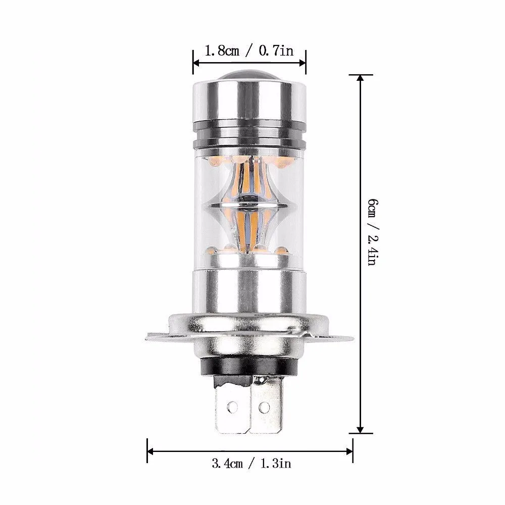 2 X H7 100 Вт лампочки 20 SMD 6000 K светодиодный conduccion противотуманные лампы для DRL LUZ BLANCO