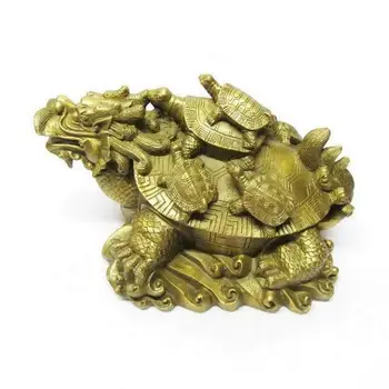 

228SHUN Select size Copper dragon turtle wealth nine sub-head turtle lucky town house Feng Shui decorative crafts