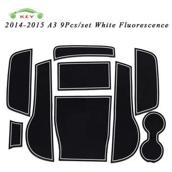 

For Audi A3 2014-2015 Car Gate Slot Mat Rubber Anti-slip Door Pad Auto Cup Holder Mat Car Interior Accessories Decoration