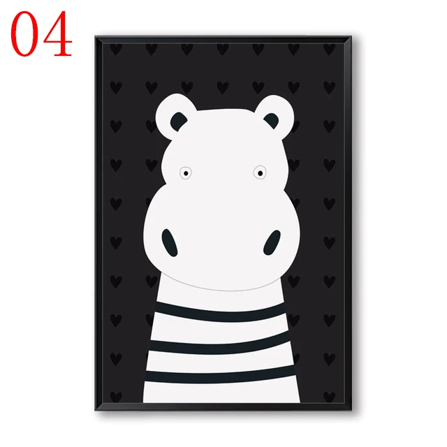 Canvas-Poster-Decor-Kids-Room-Printing-Wall-Black-White-Cartoon-Animal-Lovely-River-Horse-Bear-Rabbit.jpg_640x640 (4)