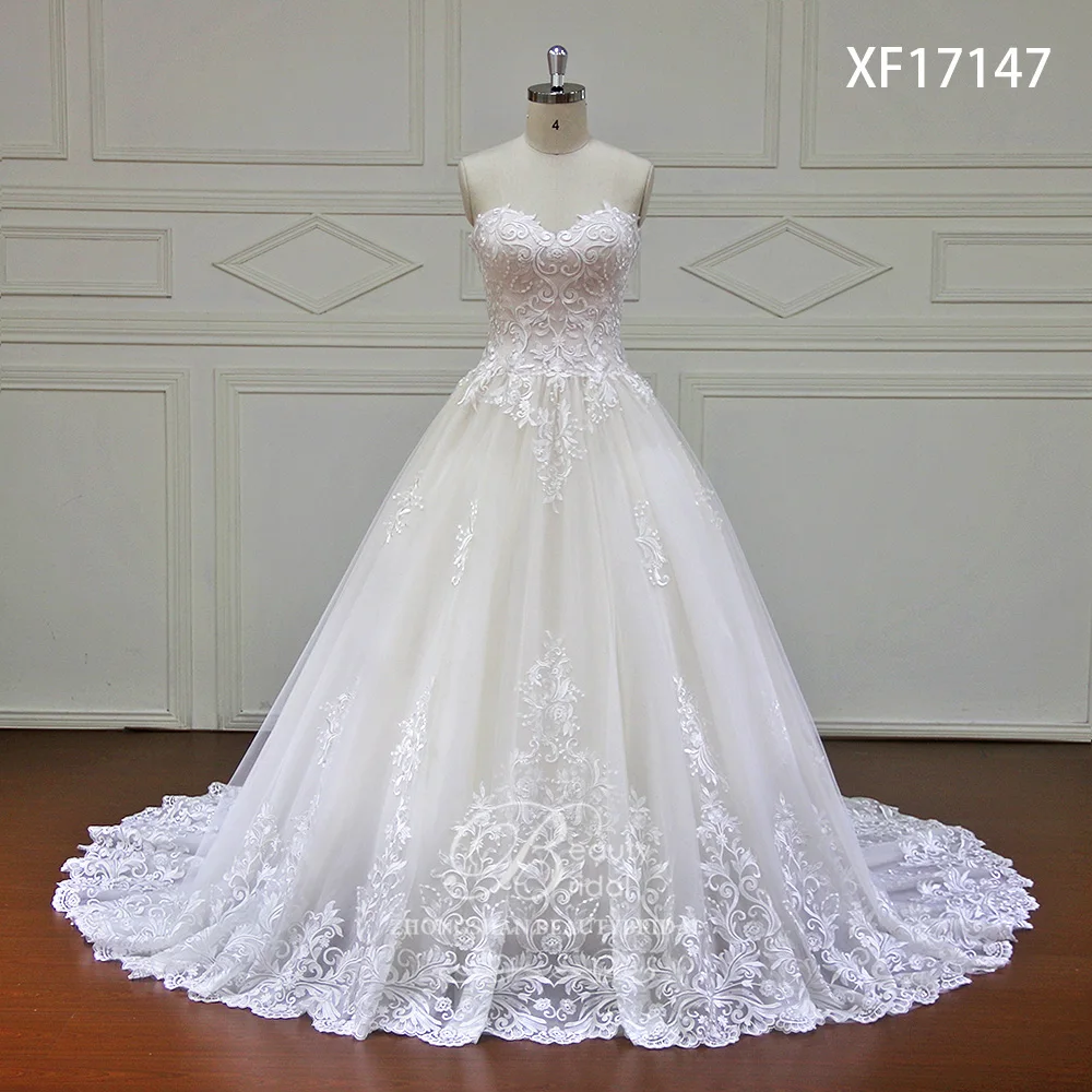 New Listing Princess Wedding Dresses Turkey Lace Appliques Inside Elegant Bride Gowns Plus Size