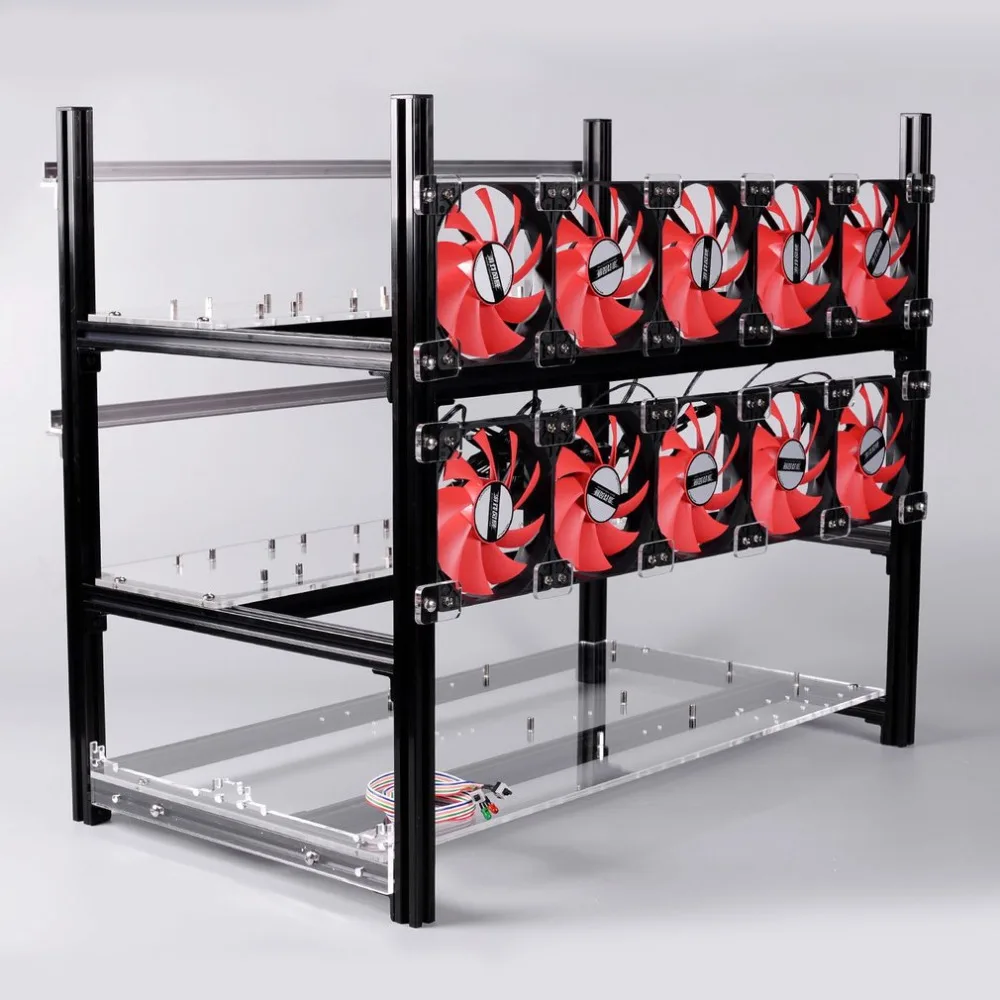 

2018 new 12GPU+10Fans Stackable Durable Open Air Frame Mining Miner Rig Case Suitable For Crypto Coin Zcash (ZEC) ETH wholesale