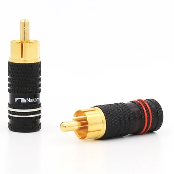 

RCA Male Plug Solder Nakamichi 24K Gold Plated Connector Metal Spring Design