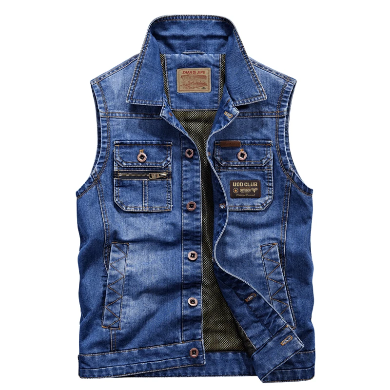 

2019 Men Fashion European Style Cowboy Waistcoat Sleeveless Jacket Top Quality Denim Jacket Men Jeans Vest Plus Size 5XL 6XL