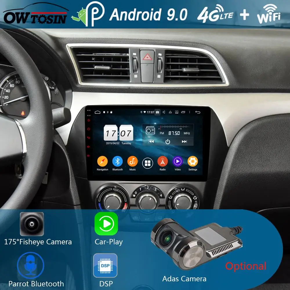 Sale 9" IPS Android 9.0 Octa 8 Core 4GB RAM+64GB ROM Car DVD Radio GPS For Suzuki CIAZ 2013-2017 DSP CarPlay Parrot BT Stereo Adas 1