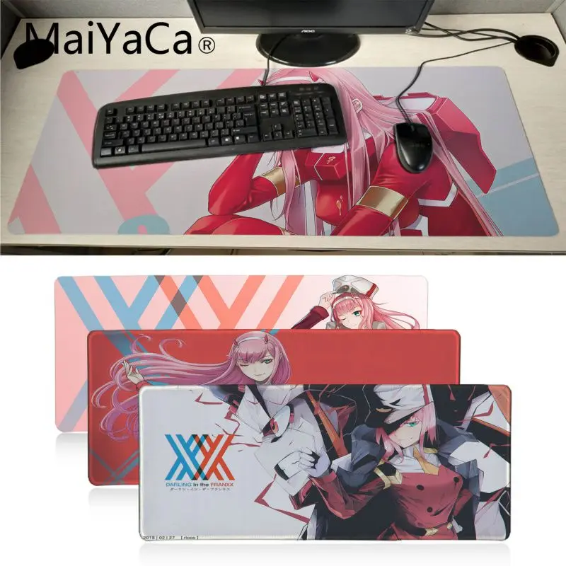 Игровой коврик для мыши Maiyaca Zero Two Darling in the FranXX для ноутбука, большой игровой коврик для мыши Lockedge alfombrilla, компьютерный коврик для геймера