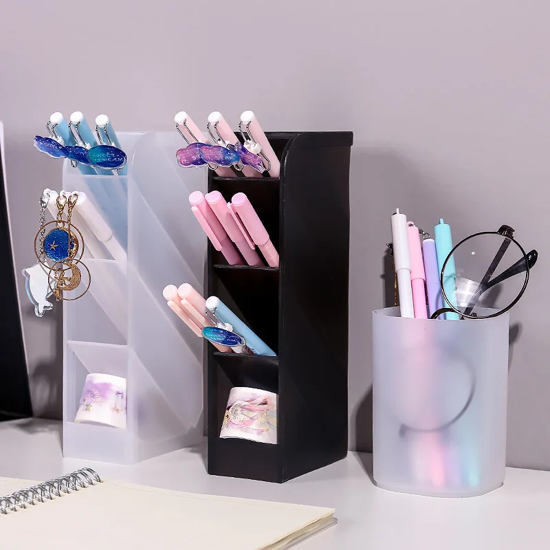 

2019 Pen Storage Pencil Storage Boxes PP Pen Holders Stationery Container Table Storage Organizer Creative Home Supplies