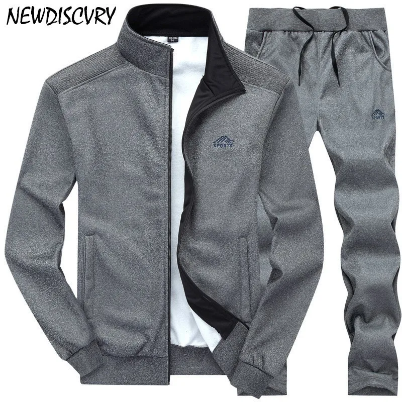 

NEWDISCVRY Men Tracksuit Set 2018 Fashion Autumn Men's Jacket+Pant Sweatsuit 2 Piece Set Male Sportswear Suit Man Clothing