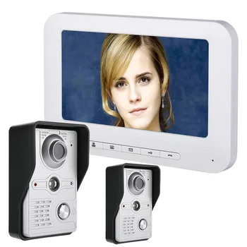 

MOUNTAINONE 7 Inch LCD Video Door Phone Doorbell Intercom Kit 2-camera 1-monitor Night Vision with IR-CUT HD 700TVL Camera