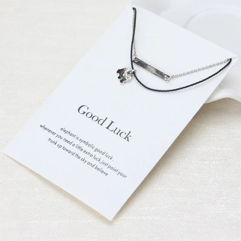 

1pc Minimalist Elephant Charms Choker Collier Necklaces Links Chains Wish Card Gold Plate For Women Statement Jewelry Gift