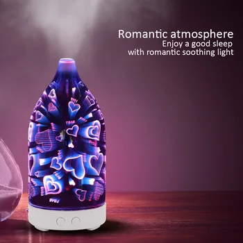 

aroma diffuser Glass fireworks 3D Ultrasonic Oil Diffuser With LED Changing Light Air humidifier Essential Oil Cool Mist