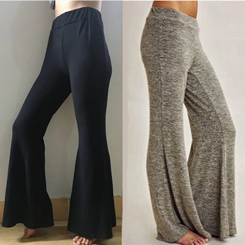 

Women Ladies Cotton Loose Palazzo Pants Elastic Waist Wide Leg High Waist Long Loose Casual Flared Pants