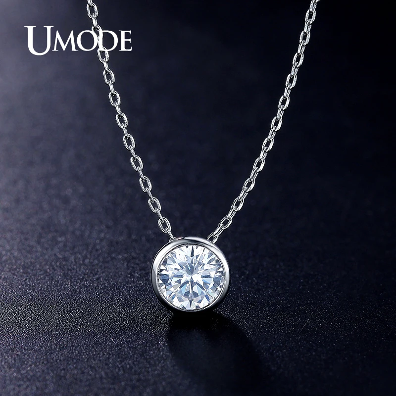 

UMODE Brand Fashion Jewelry White Gold Color Necklaces & Pendants For Women Bijoux Femme With 1ct AAA+ CZ Necklace Gifts AUN0034