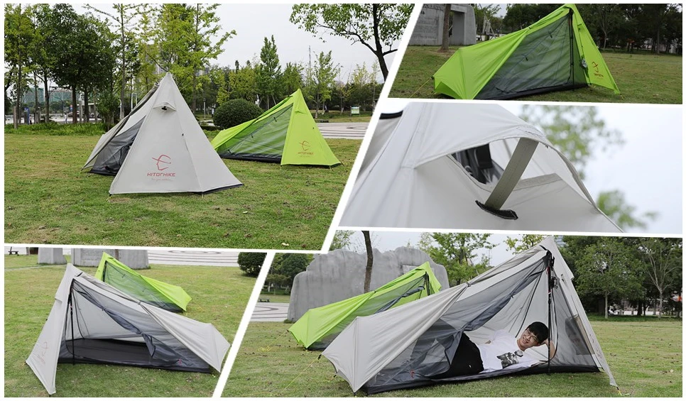 Trekking pole style camping tent 9