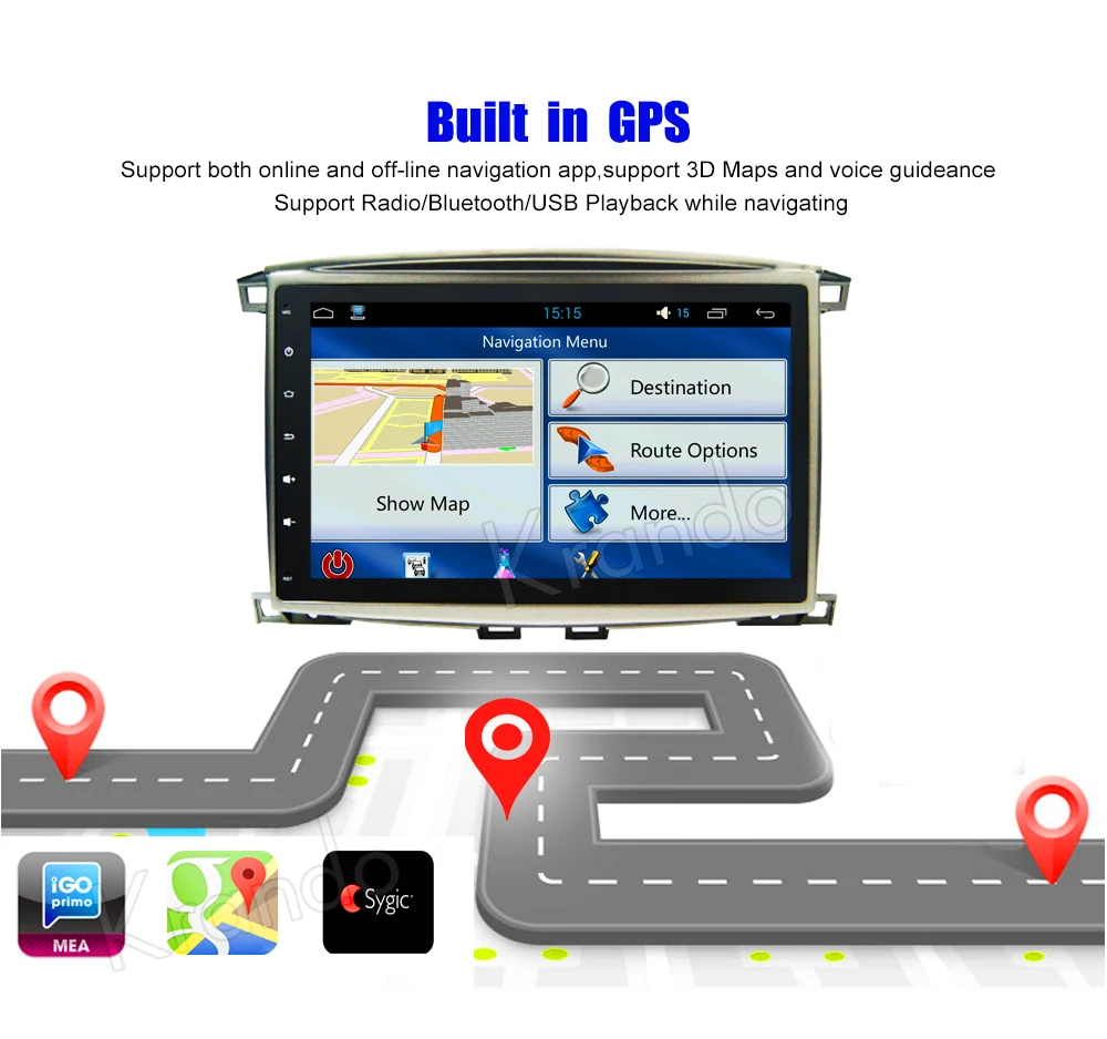 Krando Android car radio gps navigation multimedia system for toyota land cruiser lc100 1998 1999 2000 2001 2002 2003 2004 2005 2006 (3)