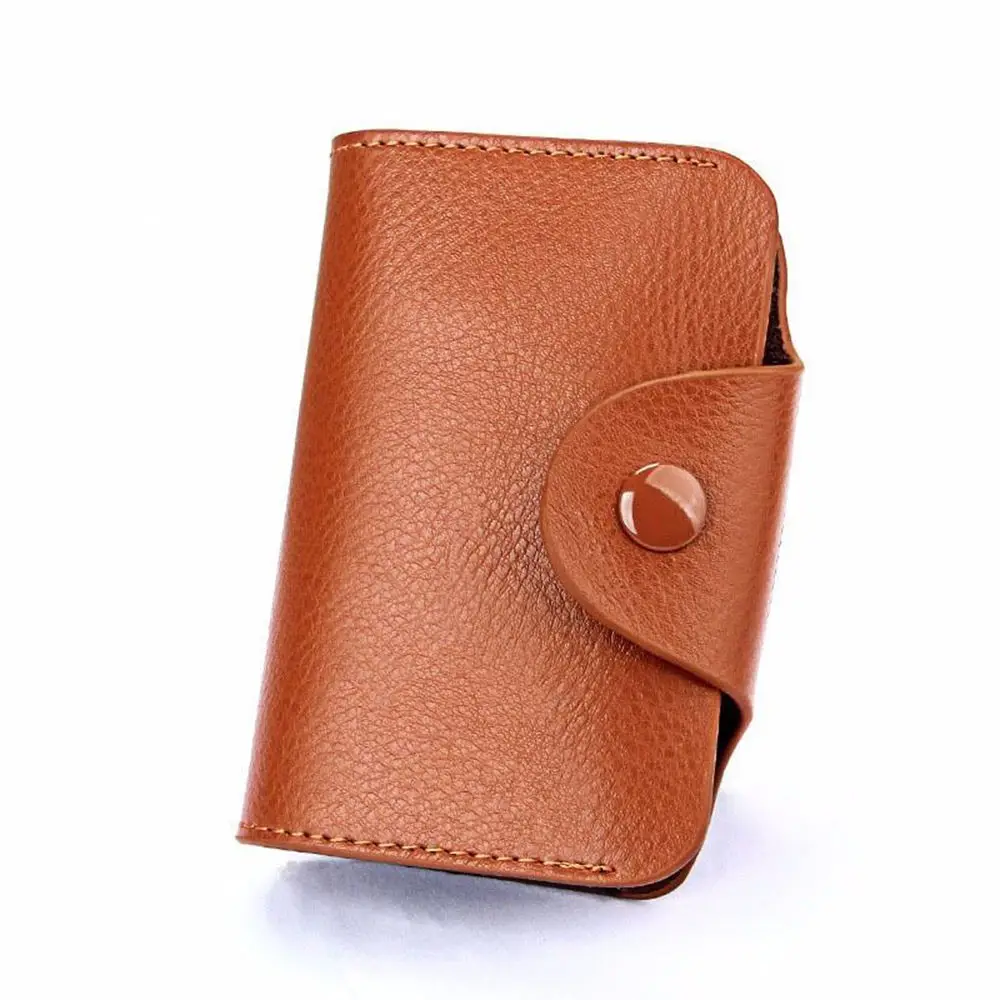 Модный кошелек из натуральной кожи с блокировкой RFID, Карманный держатель, чехол для кредитных карт, держатель для ID карт, кошелек для мужчин и женщин - Цвет: Brown
