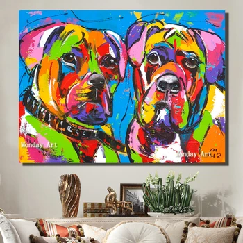 

Large handpainted bulldog animal Canvas oil Painting Living Room Home Decoration dog Oil Painting Wall art picture kid's room