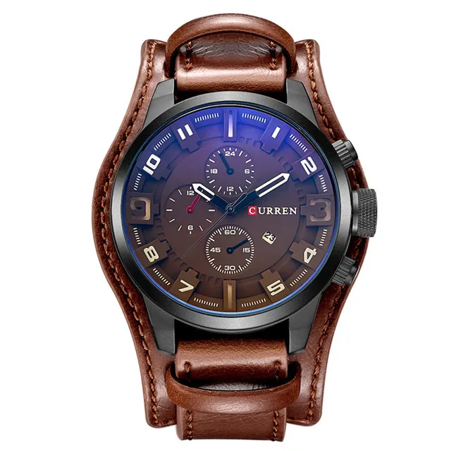Uomini Punk Braccialetto In Pelle Marrone Orologi Da Polso Cinturino Largo  48mm Grande Orologio Quadrante con Calendario Ore per Gli Uomini Relogio  Masculino|watch wide|watch withwatch with calendar - AliExpress