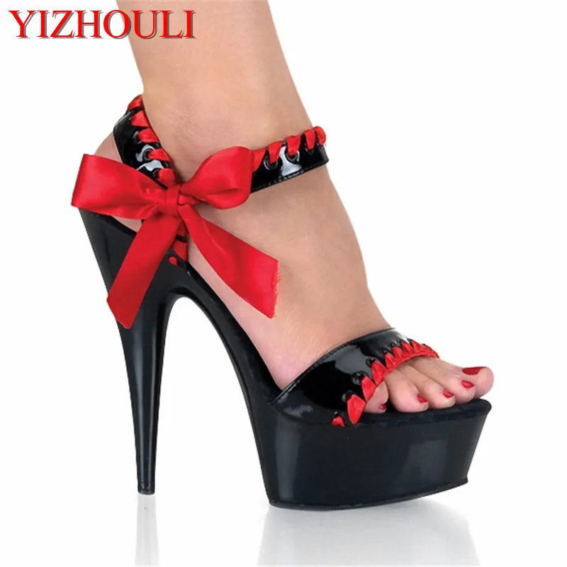 

Classic 15CM Open Toe Sandals High Heel Butterfly-knot Pumps Platforms Pole Dance/Performance/Model Shoes/Wedding Dance Sandals