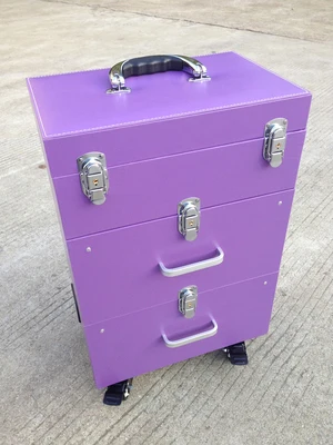 Косметички с колесиком, гвозди чемодан для макияжа на колесах с прокаткой, коробка для красоты, ящик для инструментов, багаж для путешествий, 2" дюймовый каюта чемодан - Цвет: purple C