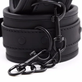 Thierry PU Leather SM Products Wrist Cuffs & Ankle Cuffs & Neck Collar Set, BDSM Bondage Sex Toys, Hancuffs Cosplay Accessories 6