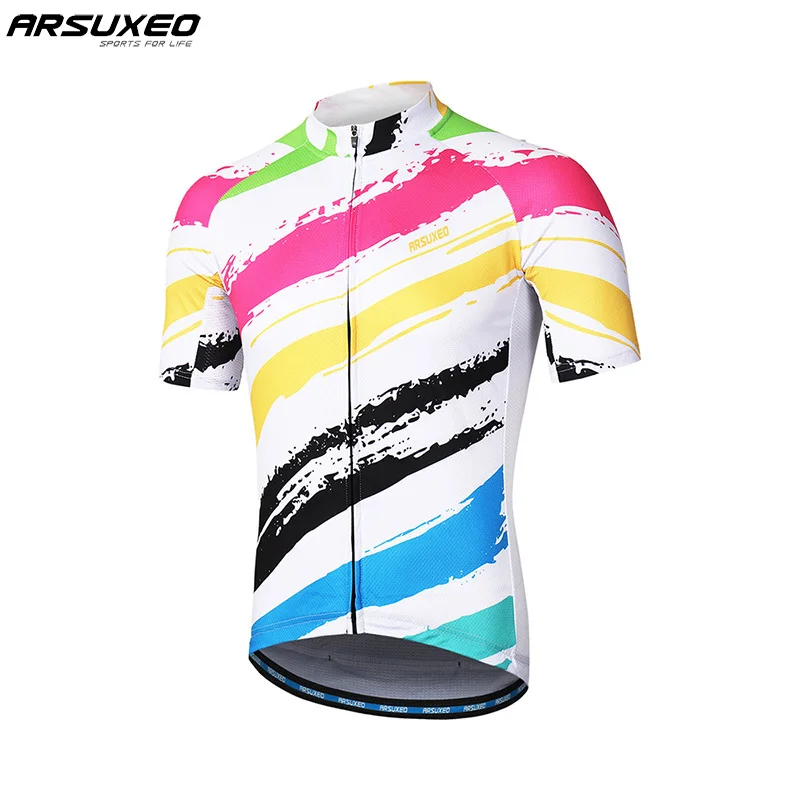ARSUXEO Мужская футболка с короткими рукавами для велоспорта быстросохнущая Джерси для горного велосипеда одежда для шоссейного велосипеда Светоотражающая молния Z84 - Цвет: Z848