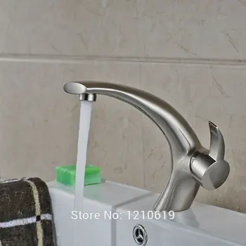 

Uythner Newly Nickel Brushed Bathroom Sink Faucet Arc Style Basin Faucet Mixer Tap Single Hole