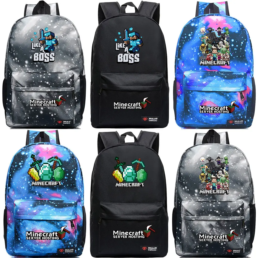 

Cartoon Plaid Games Boss Boy Girl School bag Women Bagpack Teenagers Schoolbags Canvas Men Student Backpacks