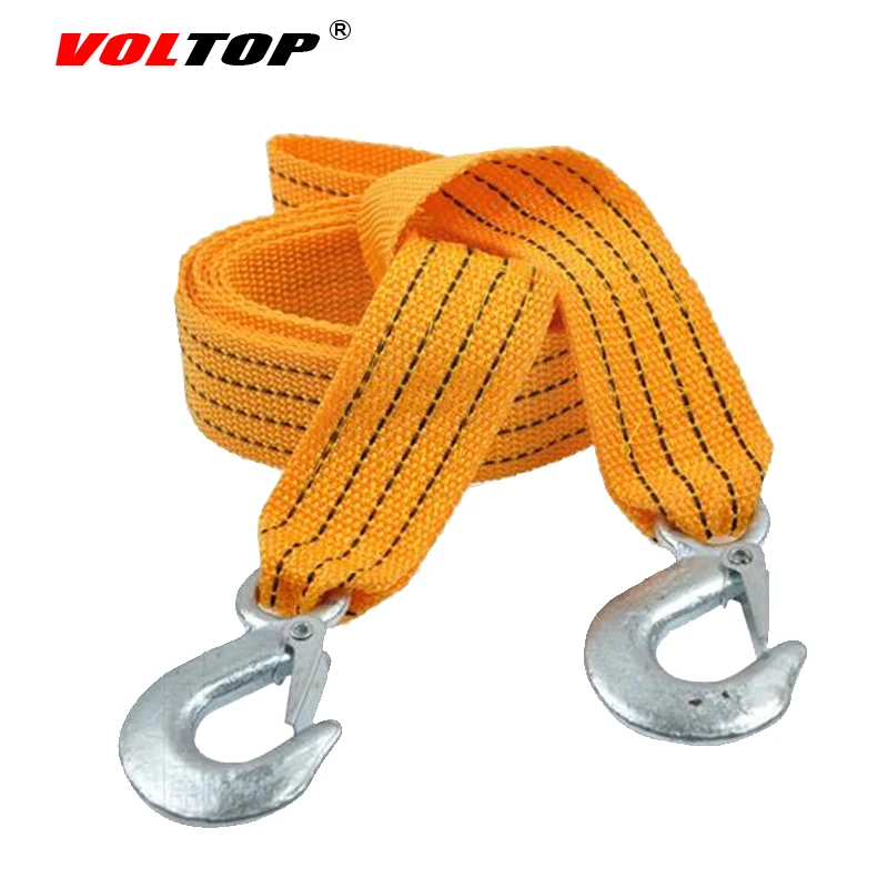 

VOLTOP 3M 3Ton Car Nylon Tow Strap Tow Rope Night Reflective Tape Trailer Towing Rope Auto Emergency Helper High Strength Hook