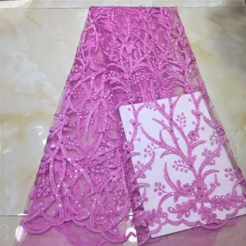 

Best Quality African Lace Fabric beads sequins Swiss Voile Lace High Quality Embroidery French Mesh 2019 Nigeria Lace Fabric