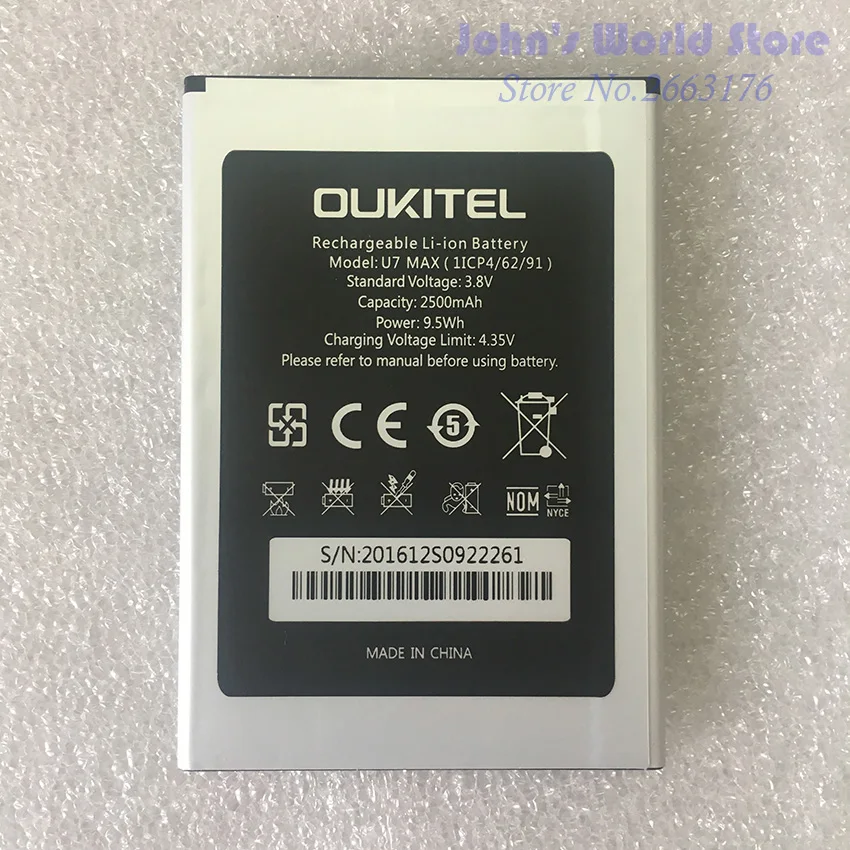 

Oukitel U7 MAX Battery 100% Original 2500mAh Backup Battery Replacement For Oukitel U7 MAX Mobile Phone