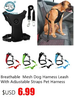 С воздухопроницаемой сеткой, с изображением собаки, поводок с регулируемыми ремнями, поводок для домашних животных с автомобильным ремнем безопасности для автомобильных сидений, нагрудные ремни для собак