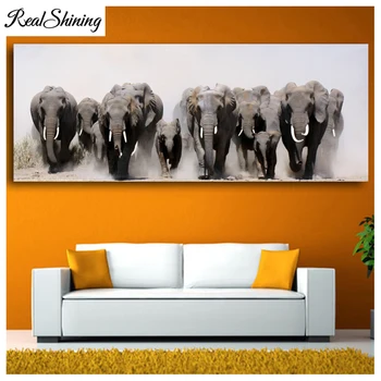 

Large Size elephants family sand dust run 5D diy Diamond Painting Cross Stitch kits full square Mosaic Diamond Embroidery FS3645