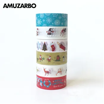 

1PCS Decorative Snow Deer Christmas Tree Washi Tape Set Rice Paper DIY Scrapbooking Adhesive Masking Tape 1.5cm*10m Stationery