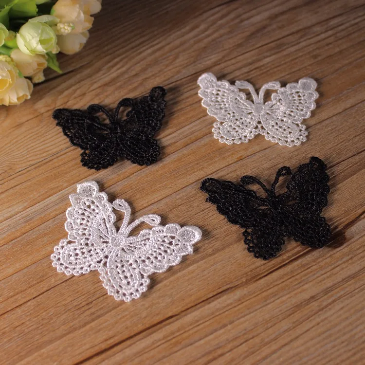 

Patches For Clothing Fallout Lace Clothing Accessories Exports Fine White Bow Soluble Embroidery 6.5cm*5cm