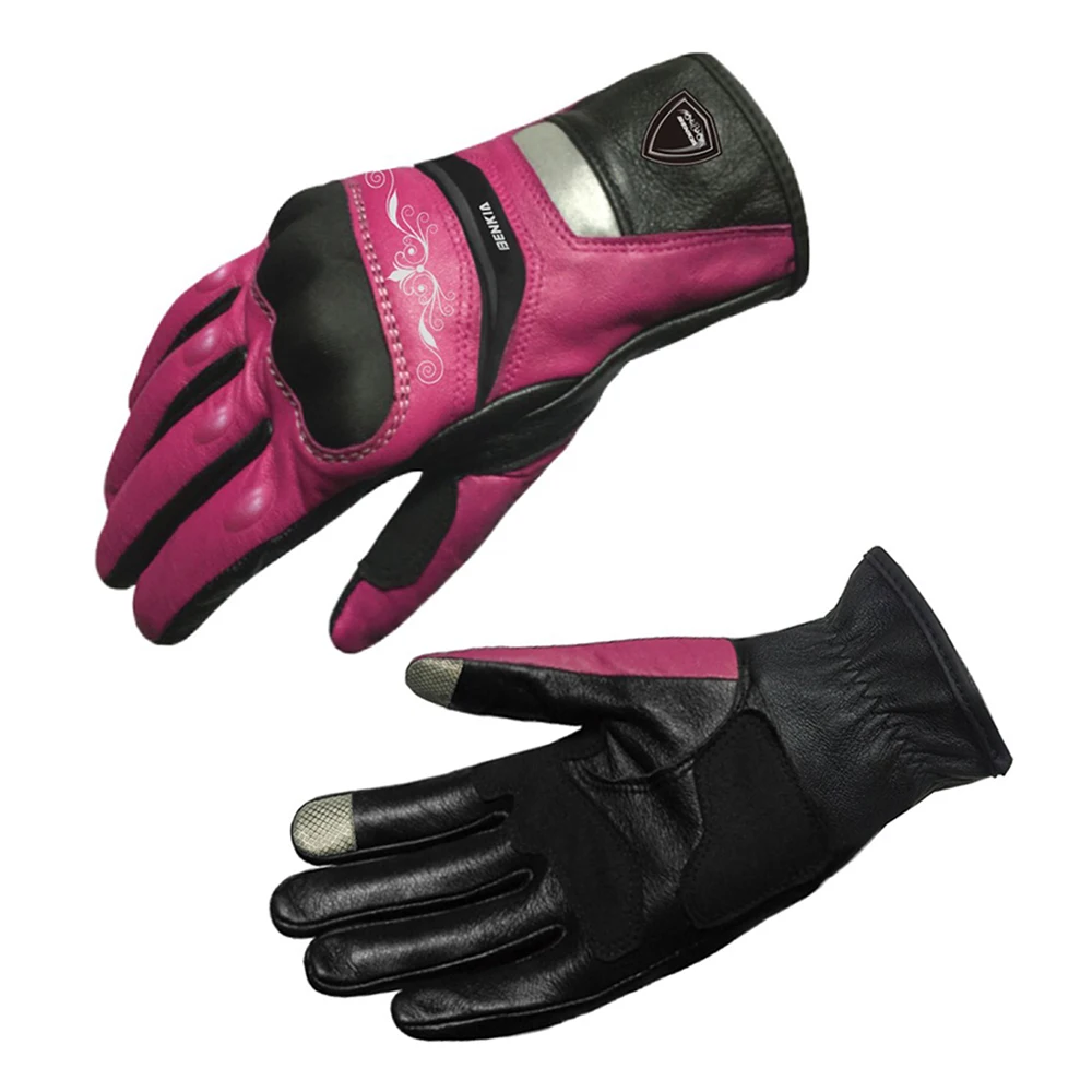 

BENKIA Womens Motorcycle Gloves Female Leather Reflective Motocross Racing Gloves Full Finger Riding Protection Motorbike Gloves