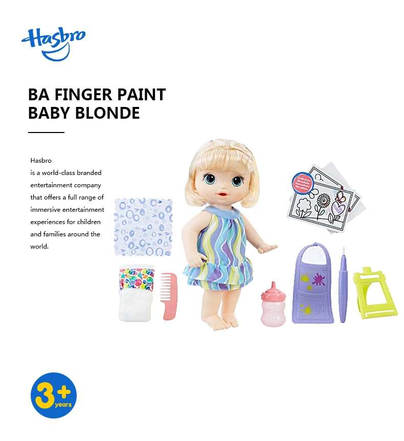 Hasbro Baby Alive Finger paint Детские светлые волосы реалистичные Reborn Детские Куклы Игрушки для девочек интерактивные детские развивающие для возраста 3 года