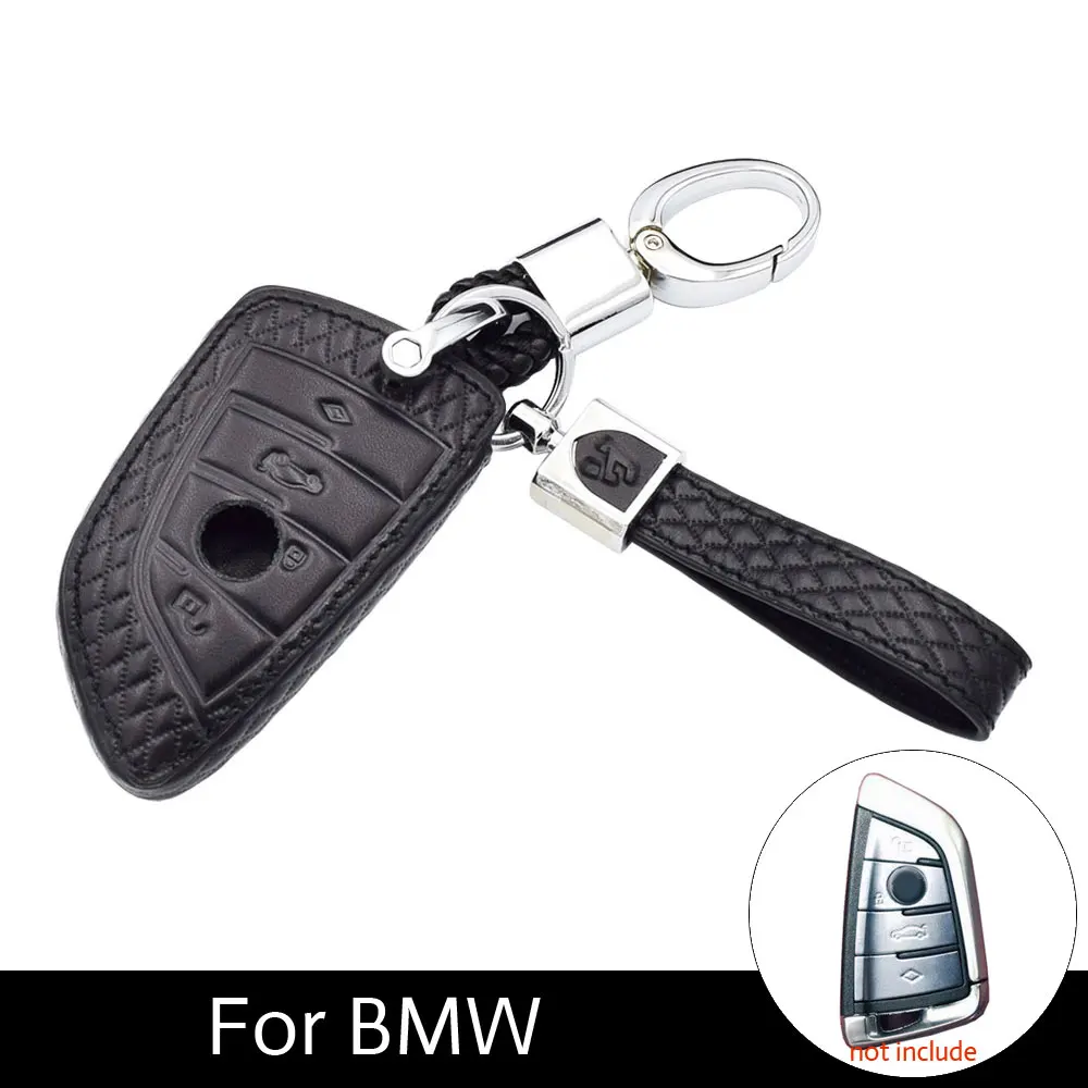 

ATOBABI Car Key Case Microfiber Real Leather Fob Cover Keychain for BMW 1 2 5 7 Series 252/528li/530li X1 X5 X6 Auto Accessories